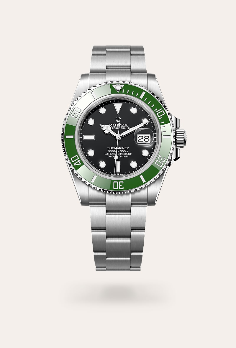 el bisel giratorio del submariner es una característica fundamental de este reloj. sus graduaciones de 60 minutos permiten controlar con seguridad y precisión el tiempo de inmersión y las paradas de descompresión. manufacturado por rolex a partir de una cerámica dura y resistente a la corrosión, el disco de bisel cerachrom es prácticamente imposible de rayar. la sustancia luminiscente en el cero del bisel garantiza una legibilidad óptima, sin importar el grado de oscuridad del entorno. el canto estriado del bisel ha sido diseñado cuidadosamente con el fin de ofrecer un excelente agarre bajo el agua, incluso con los guantes puestos.