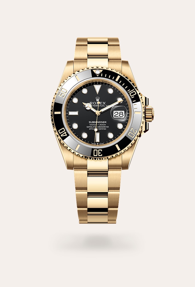 el bisel giratorio del submariner es una característica fundamental de este reloj. sus graduaciones de 60 minutos permiten controlar con seguridad y precisión el tiempo de inmersión y las paradas de descompresión. manufacturado por rolex a partir de una cerámica dura y resistente a la corrosión, el disco de bisel cerachrom es prácticamente imposible de rayar. la sustancia luminiscente en el cero del bisel garantiza una legibilidad óptima, sin importar el grado de oscuridad del entorno. el canto estriado del bisel ha sido diseñado cuidadosamente con el fin de ofrecer un excelente agarre bajo el agua, incluso con los guantes puestos.