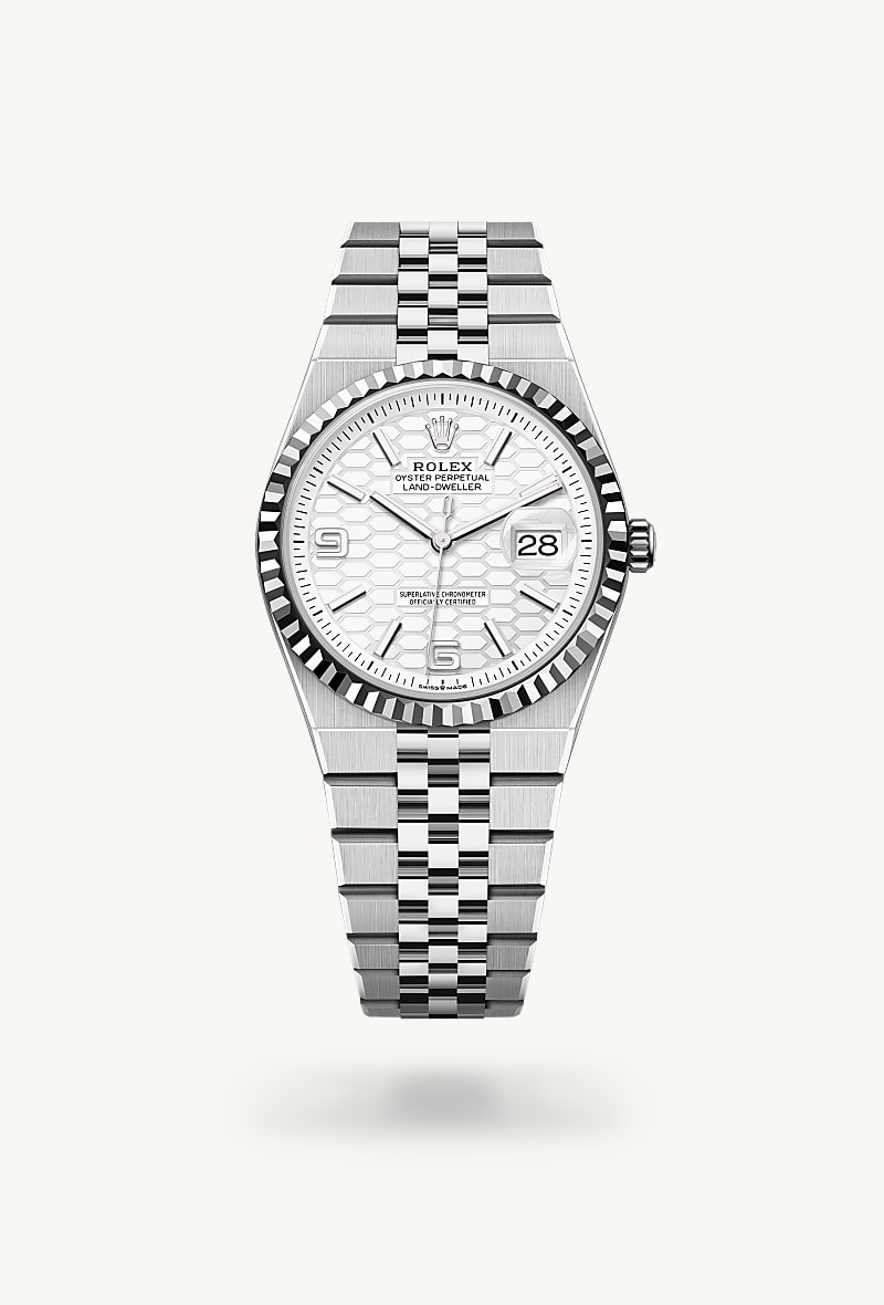 rolex Land-Dweller 36 en Oyster, 36 mm, acero Oystersteel y oro blanco, M127234-0001* Christie's