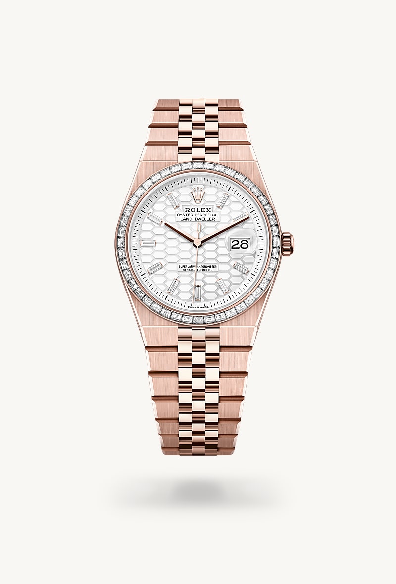 rolex Land-Dweller 36 en Oyster, 36 mm, oro Everose y diamantes, M127285TBR-0002* Christie's
