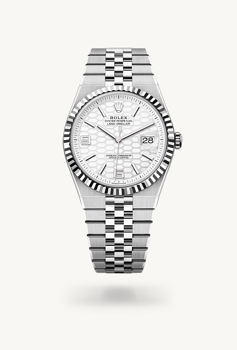 rolex Land-Dweller 40 en Oyster, 40 mm, acero Oystersteel y oro blanco, M127334-0001* Christie's
