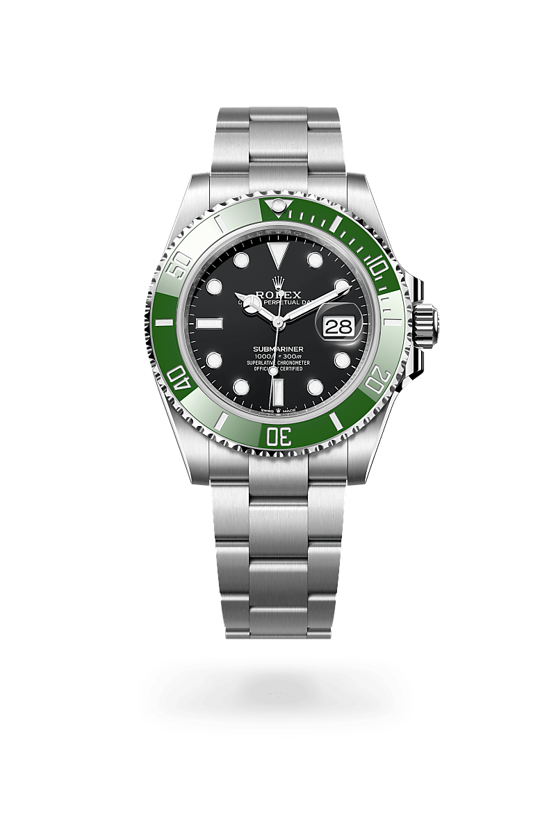 el bisel giratorio del submariner es una característica fundamental de este reloj. sus graduaciones de 60 minutos permiten controlar con seguridad y precisión el tiempo de inmersión y las paradas de descompresión. manufacturado por rolex a partir de una cerámica dura y resistente a la corrosión, el disco de bisel cerachrom es prácticamente imposible de rayar. la sustancia luminiscente en el cero del bisel garantiza una legibilidad óptima, sin importar el grado de oscuridad del entorno. el canto estriado del bisel ha sido diseñado cuidadosamente con el fin de ofrecer un excelente agarre bajo el agua, incluso con los guantes puestos.