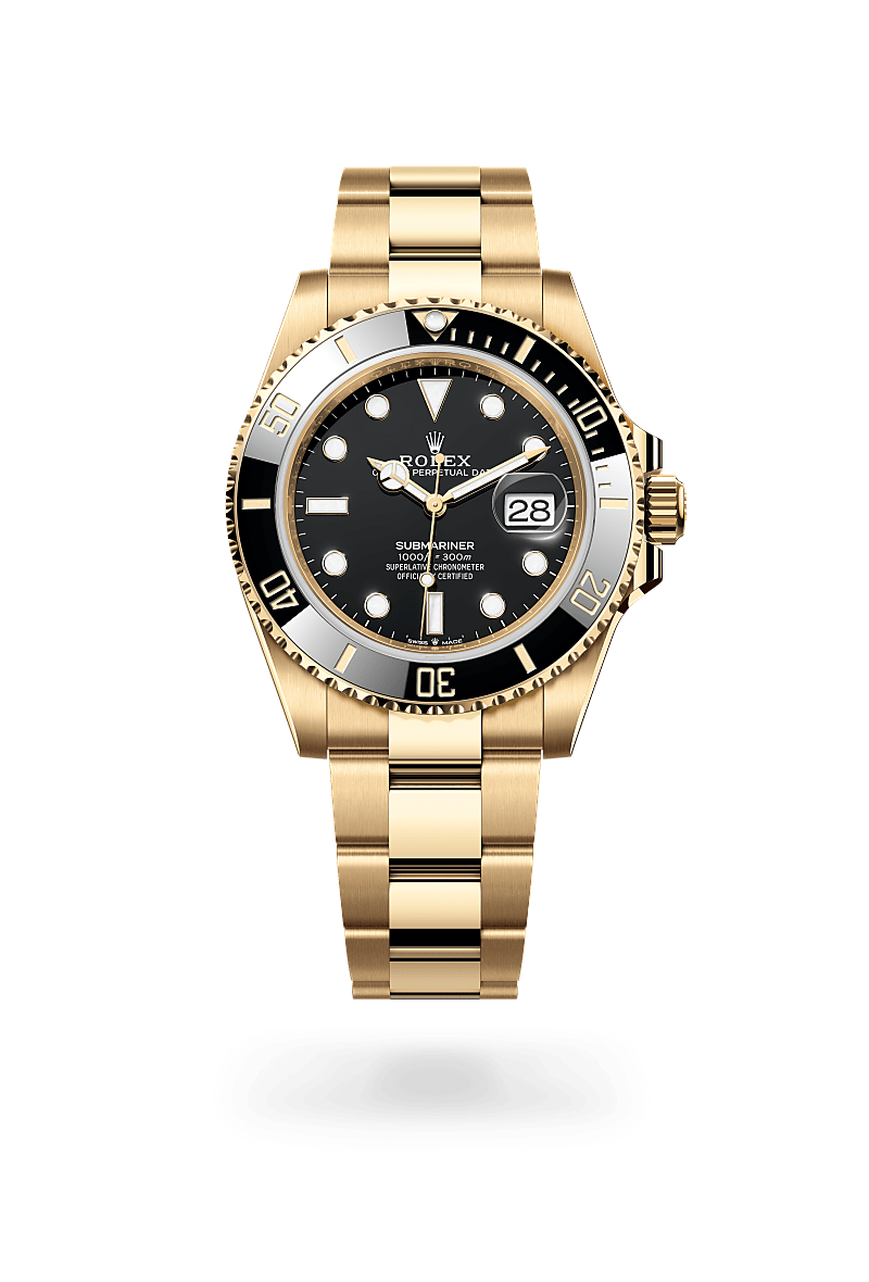 el bisel giratorio del submariner es una característica fundamental de este reloj. sus graduaciones de 60 minutos permiten controlar con seguridad y precisión el tiempo de inmersión y las paradas de descompresión. manufacturado por rolex a partir de una cerámica dura y resistente a la corrosión, el disco de bisel cerachrom es prácticamente imposible de rayar. la sustancia luminiscente en el cero del bisel garantiza una legibilidad óptima, sin importar el grado de oscuridad del entorno. el canto estriado del bisel ha sido diseñado cuidadosamente con el fin de ofrecer un excelente agarre bajo el agua, incluso con los guantes puestos.